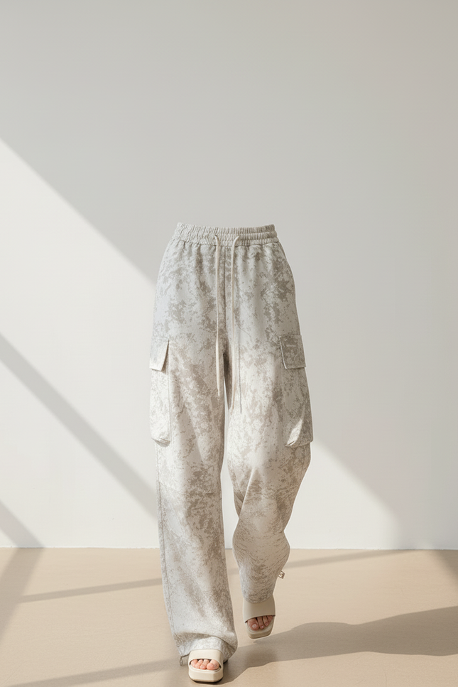 Pantalon Baggy Imprimé Ample Cargo Élastique Femme - Molleton - vue 3