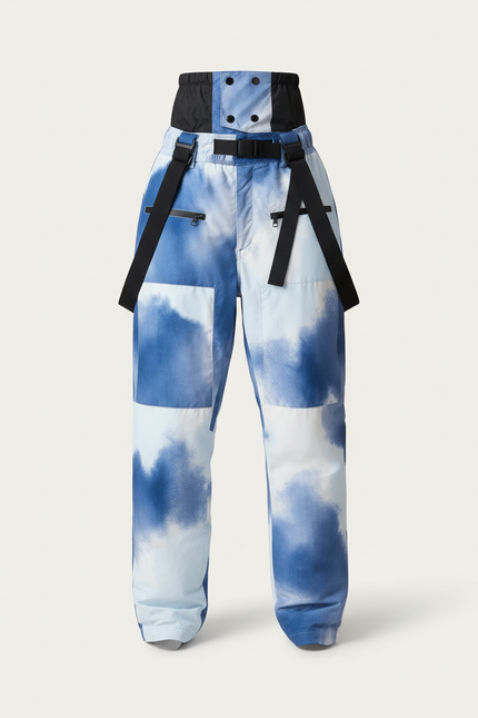 Pantalon Baggy Bleu Nuage Imprimé Ceinture Ample - Polyester - vue 3
