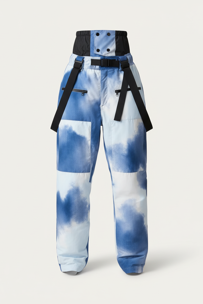 Pantalon Baggy Bleu Nuage Imprimé Ceinture Ample - Polyester - vue 3