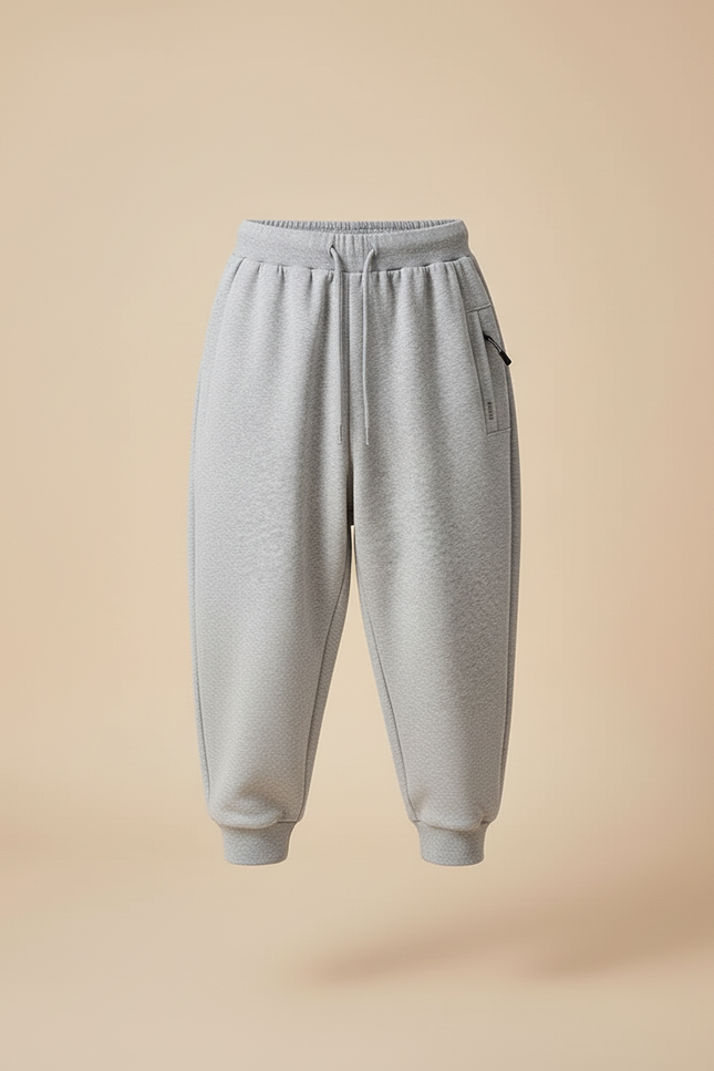 Pantalon Baggy Gris Chiné Décontracté Ample Cordon - Molleton - vue 3