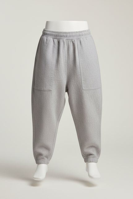 Pantalon Baggy Gris Ample Lin Enfant Décontracté - vue 3