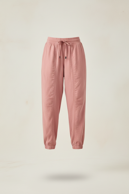 Pantalon Baggy Rose Fluide Taille Élastique Femme - Lin - vue 3