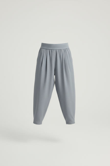 Pantalon Baggy Gris Clair Ample Plissé Enfant - Viscose - vue 3