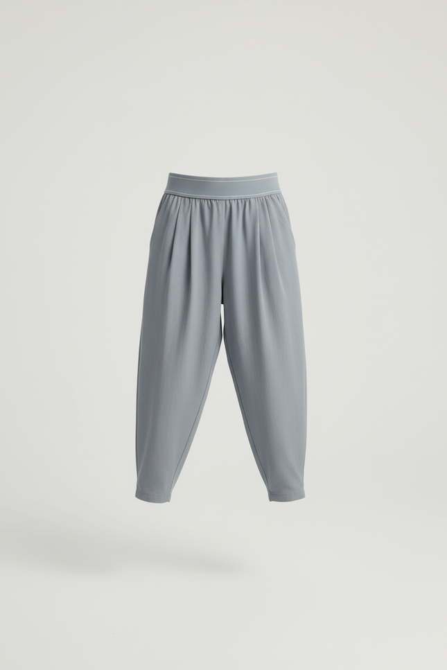 Pantalon Baggy Gris Clair Ample Plissé Enfant - Viscose - vue 3