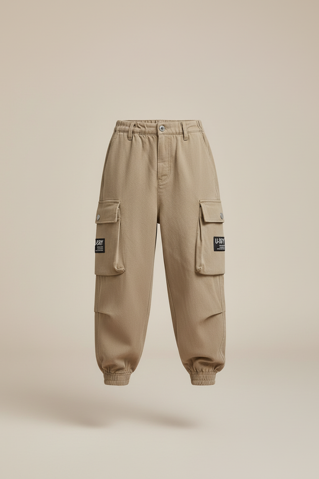 Pantalon Baggy Beige Cargo Enfant Décontracté Poches - Molleton - vue 3