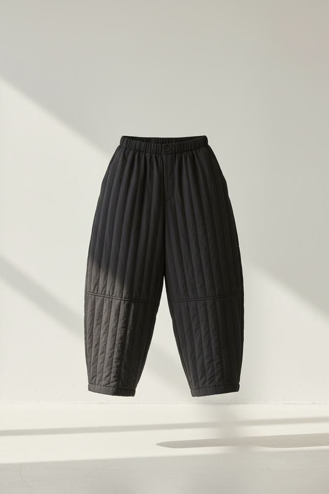 Pantalon Baggy Noir Matelassé Ample Hiver Enfant - Polyester - vue 3