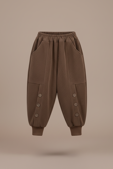 Pantalon Baggy Marron Côtelé Ample Confortable Enfant - Cordé - vue 3