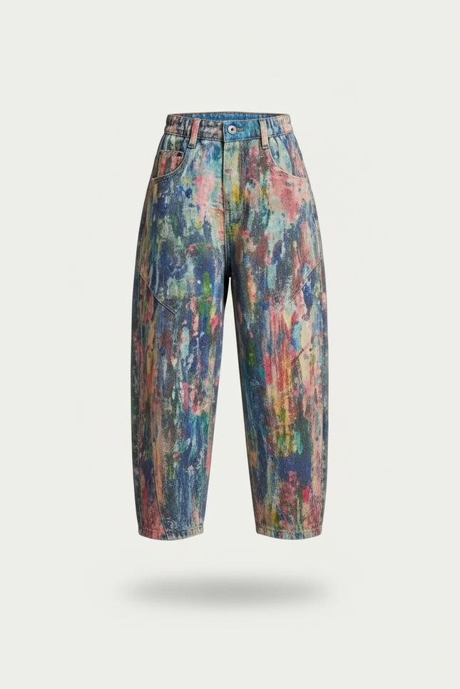 Pantalon Baggy Denim Peinture Colorée Ample Enfant - Multicolore Jean - vue 3