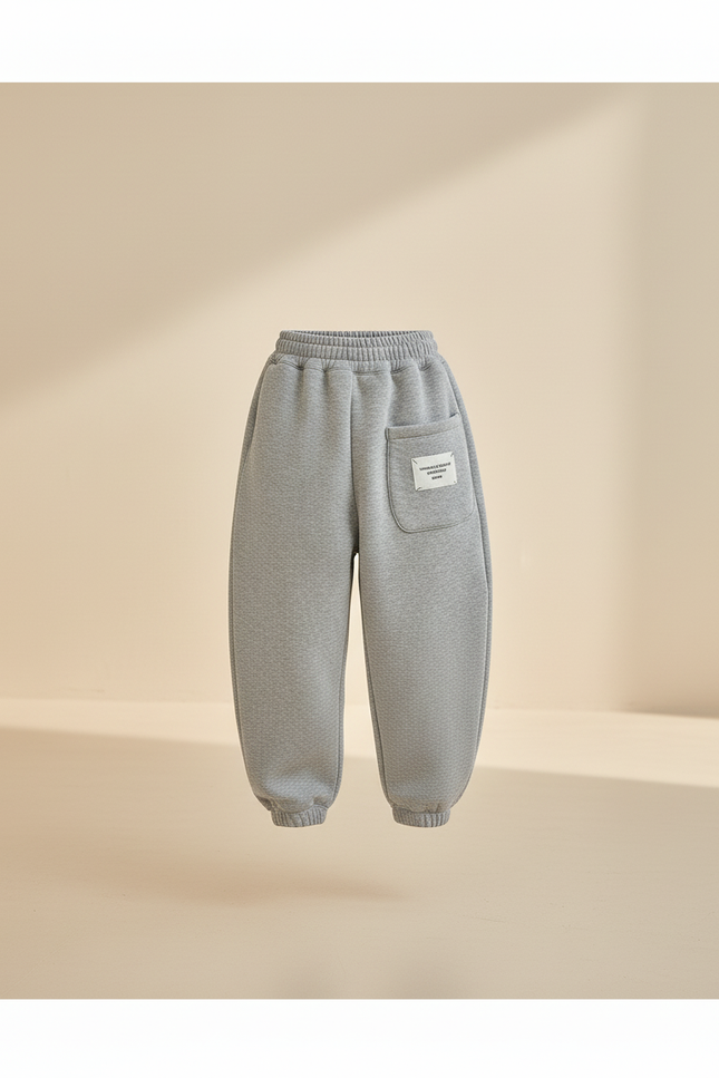 Pantalon Baggy Gris Ample Molletonné Enfant Décontracté Sport - vue 3