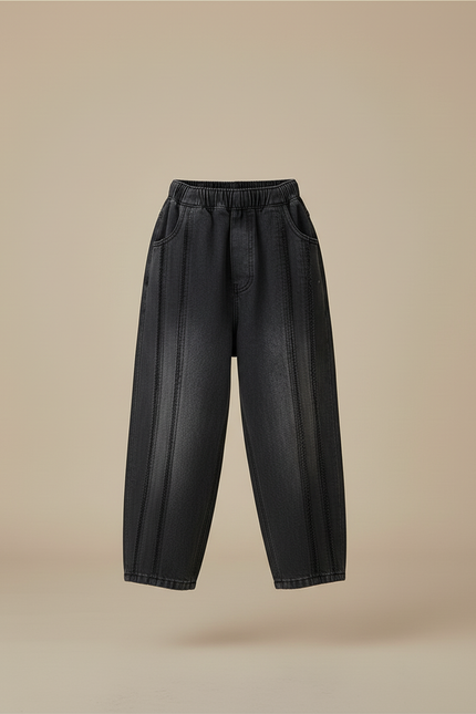 Pantalon Baggy Jean Gris Ample Coton Plissé Garçon - vue 3