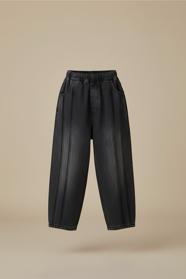 Pantalon Baggy Jean Gris Ample Coton Plissé Garçon - vue 3
