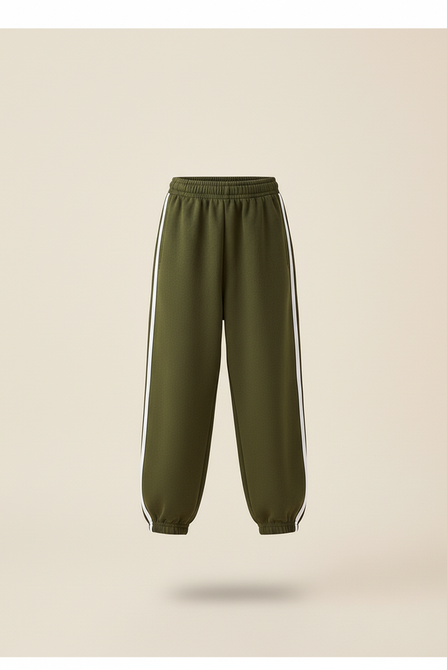 Pantalon Baggy Vert Kaki Ample Sport Enfant Doublé - Molleton - vue 3