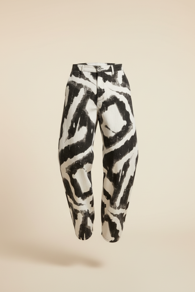 Pantalon Baggy Imprimé Zèbre Ample Denim Homme - Jean - vue 3