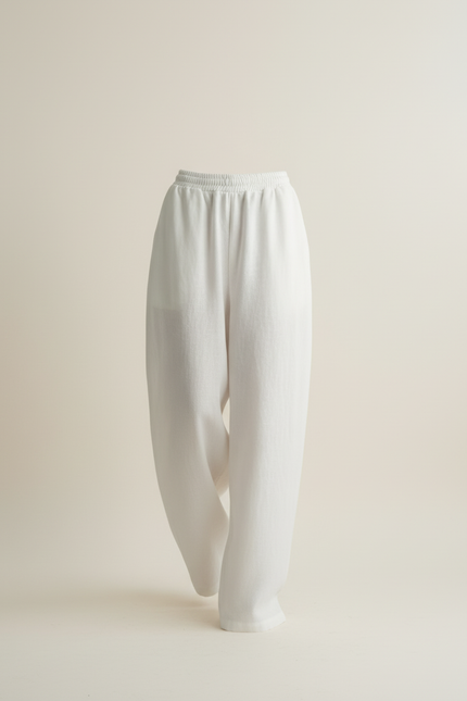 Pantalon Baggy Blanc Ample Lin Décontracté Femme - vue 3