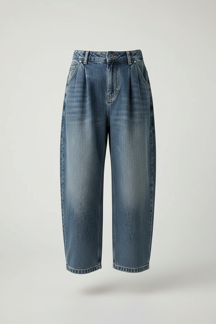 Pantalon Baggy Jean Bleu Plissé Ample Enfant - vue 3