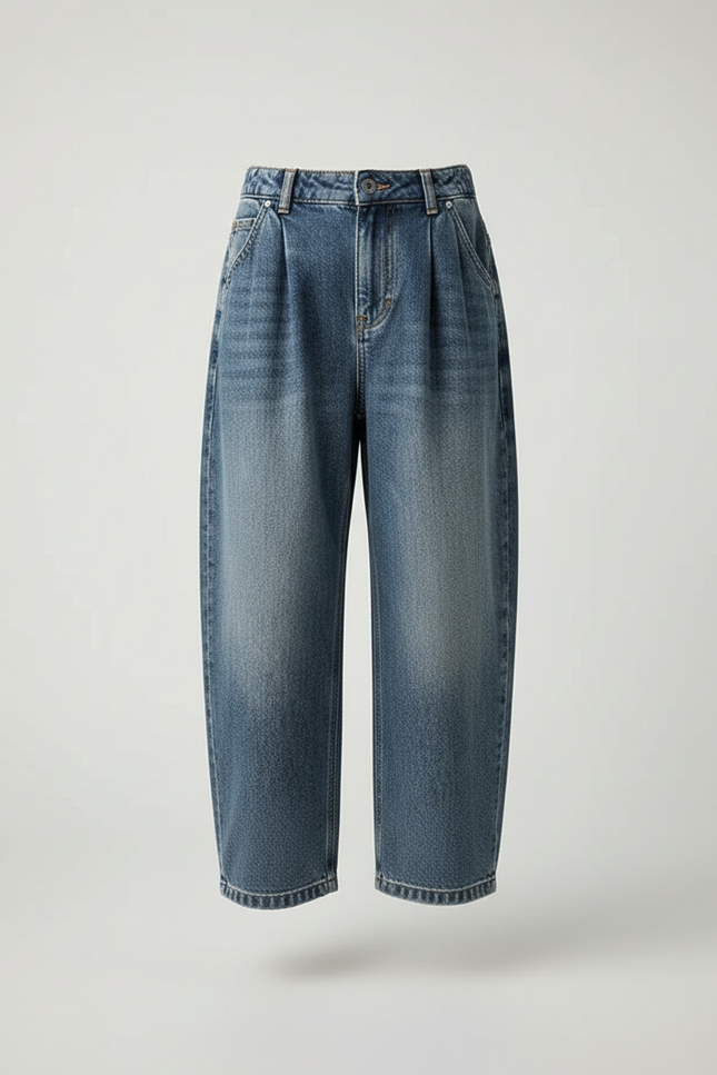 Pantalon Baggy Jean Bleu Plissé Ample Enfant - vue 3