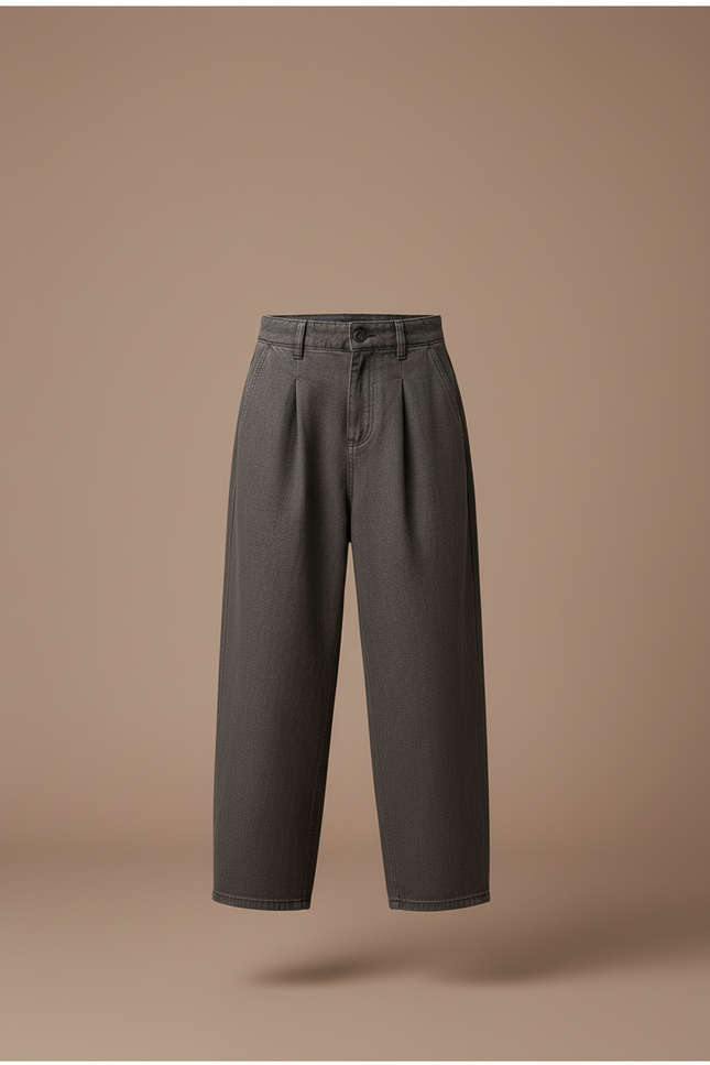 Pantalon Baggy Gris Plissé Large Décontracté Enfant - Jean - vue 3