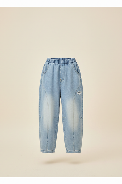 Pantalon Baggy Denim Bleu Ample Enfant Lavé - Jean - vue 3