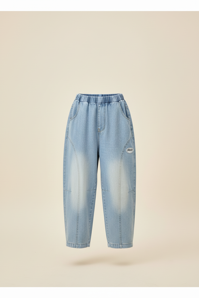 Pantalon Baggy Denim Bleu Ample Enfant Lavé - Jean - vue 3