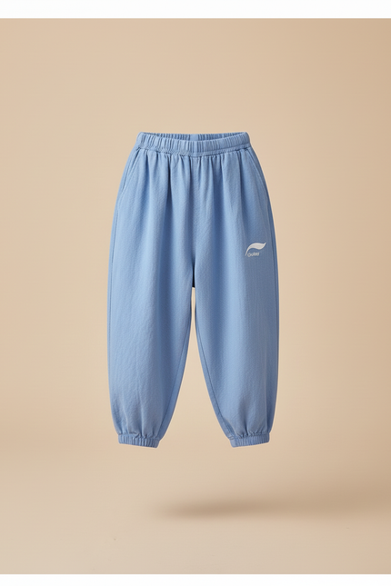 Pantalon Baggy Bleu Ciel Coton Ample Enfant Décontracté - Lin - vue 3