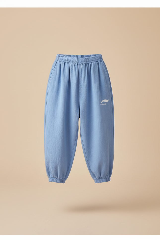 Pantalon Baggy Bleu Ciel Coton Ample Enfant Décontracté - Lin - vue 3