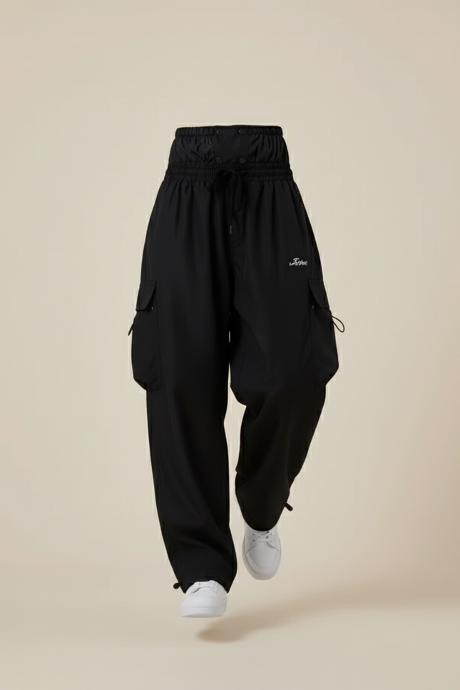 Pantalon Baggy Noir Cargo Ample Femme Sport - Polyester - vue 3