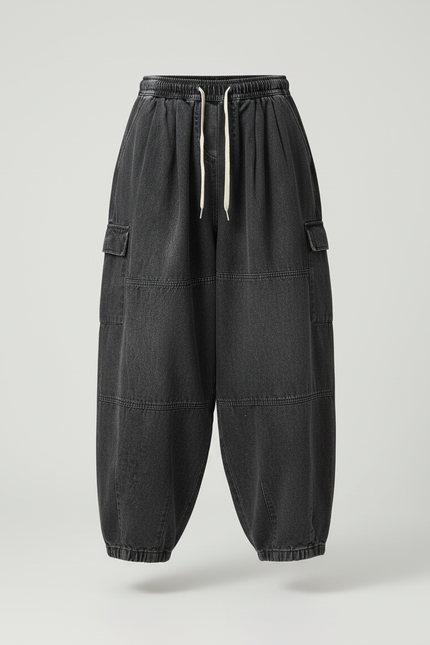 Pantalon Baggy Noir Cargo Ample Décontracté Homme - Jean - vue 3