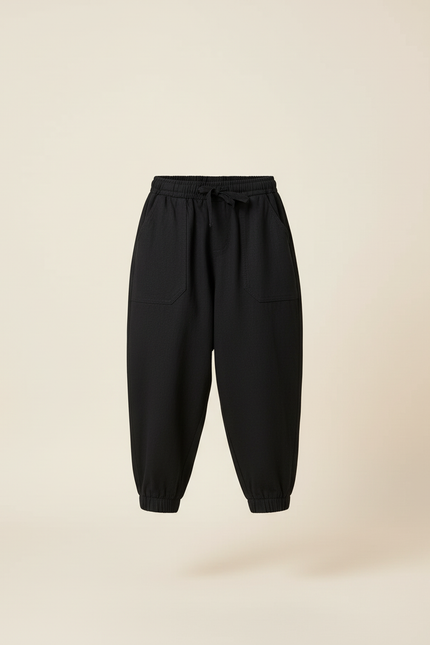 Pantalon Baggy Noir Coton Ample Élastique Garçon - vue 3
