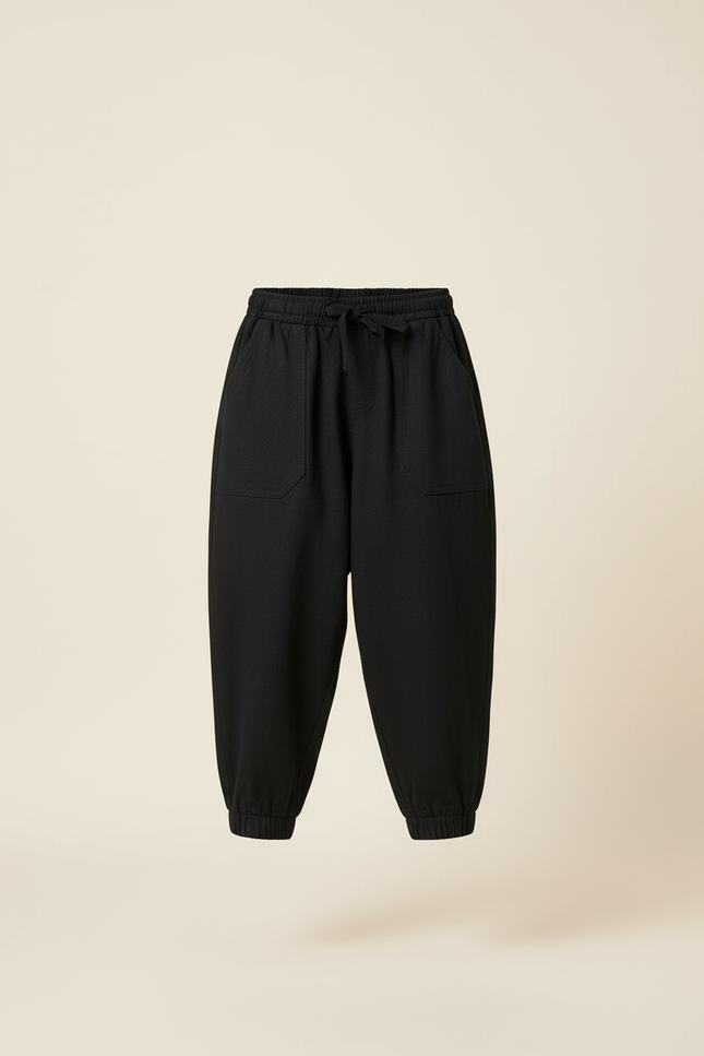 Pantalon Baggy Noir Coton Ample Élastique Garçon - vue 3