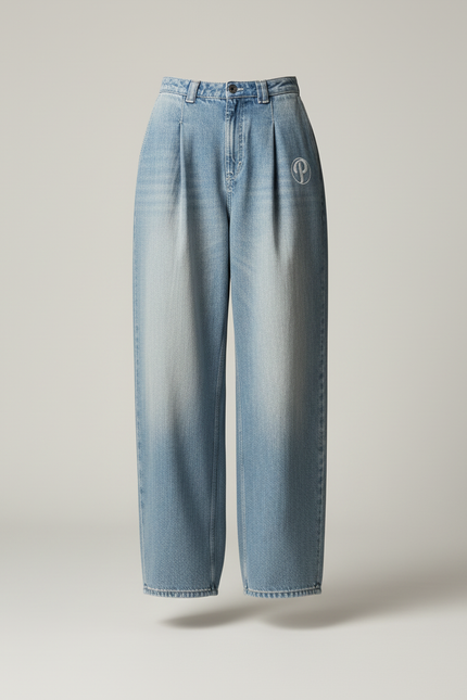 Pantalon Baggy Jean Bleu Ample Plissé Y2K - vue 3
