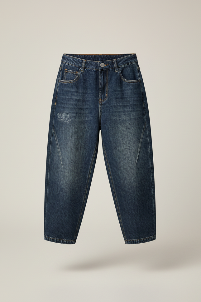 Pantalon Baggy Jean Bleu Foncé Ample Garçon Décontracté - Marine - vue 3