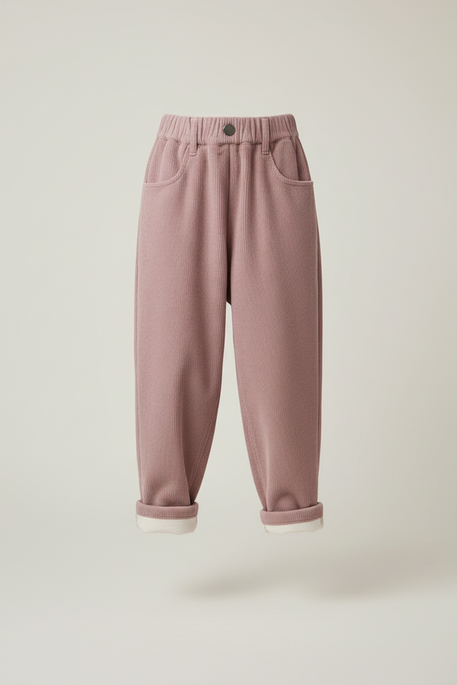 Pantalon Baggy Rose Côtelé Ample Enfant Doublé Chaud - Cordé - vue 3