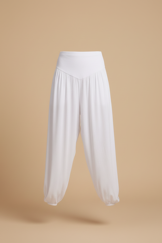 Pantalon Baggy Blanc Fluide Yoga Confortable Femme - Viscose - vue 3