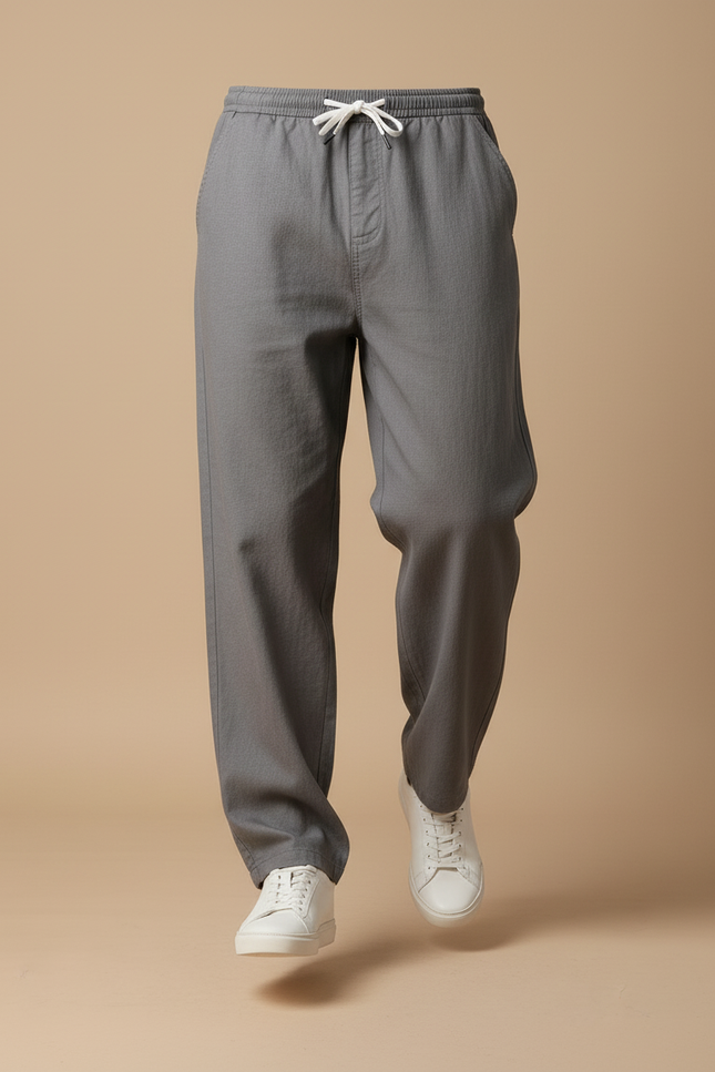 Pantalon Baggy Gris Cordon Élastique Ample Décontracté Homme - Coton - vue 3