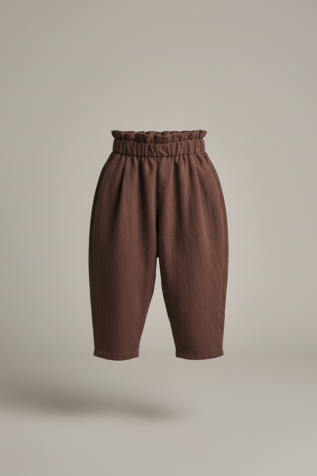 Pantalon Baggy Marron Coton Ample Confortable Enfant - vue 3