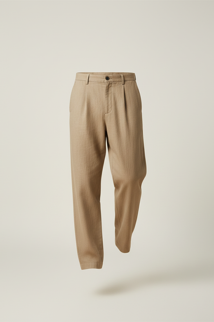 Pantalon Baggy Beige Ample Décontracté Lin Homme - vue 3