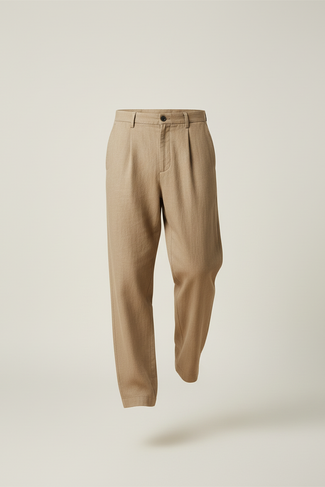 Pantalon Baggy Beige Ample Décontracté Lin Homme - vue 3