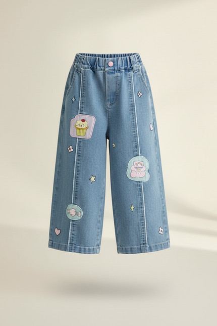 Pantalon Baggy Denim Bleu Clair Ample Patches - Jean - vue 3