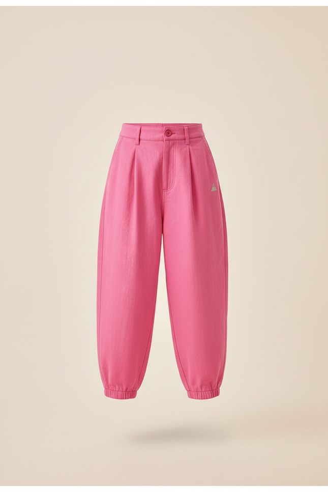 Pantalon Baggy Rose Fuschia Ample Coton Enfant - Gabardine - vue 3