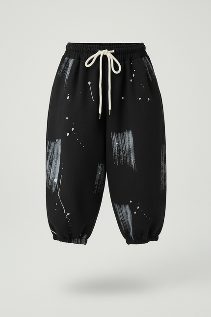 Pantalon Baggy Noir Peinture Coton Ample Enfant - vue 3