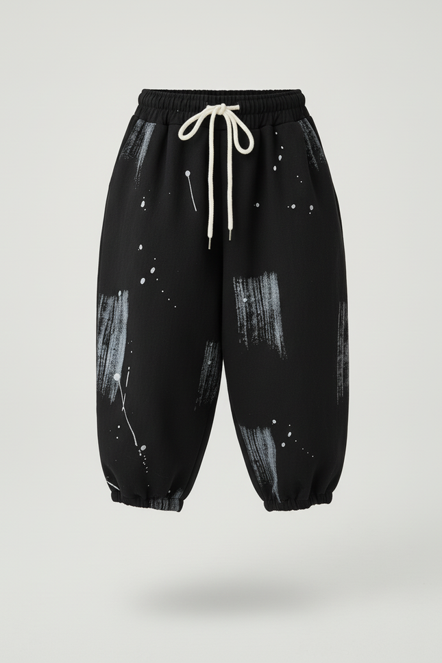 Pantalon Baggy Noir Peinture Coton Ample Enfant - vue 3