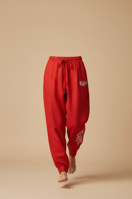 Pantalon Baggy Rouge Bratz Décontracté Ample Fluide - Lin - vue 3