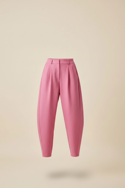 Pantalon Baggy Rose Fuschia Ample Plissé Décontracté - Tweed - vue 3