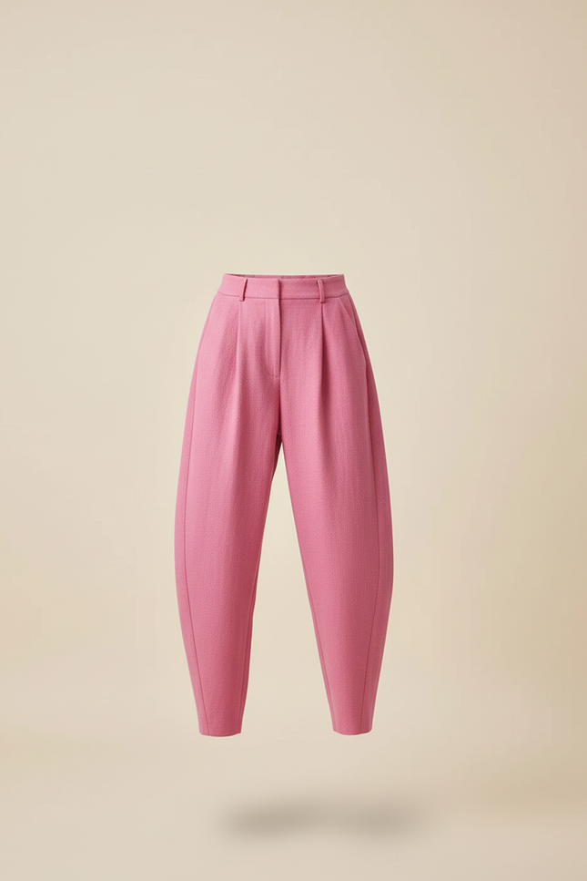 Pantalon Baggy Rose Fuschia Ample Plissé Décontracté - Tweed - vue 3