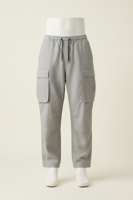 Pantalon Baggy Gris Coton Cargo Ample Décontracté Homme - vue 3