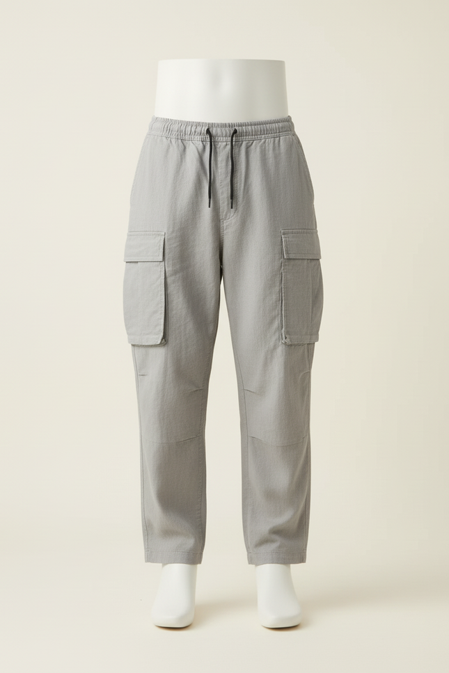 Pantalon Baggy Gris Coton Cargo Ample Décontracté Homme - vue 3