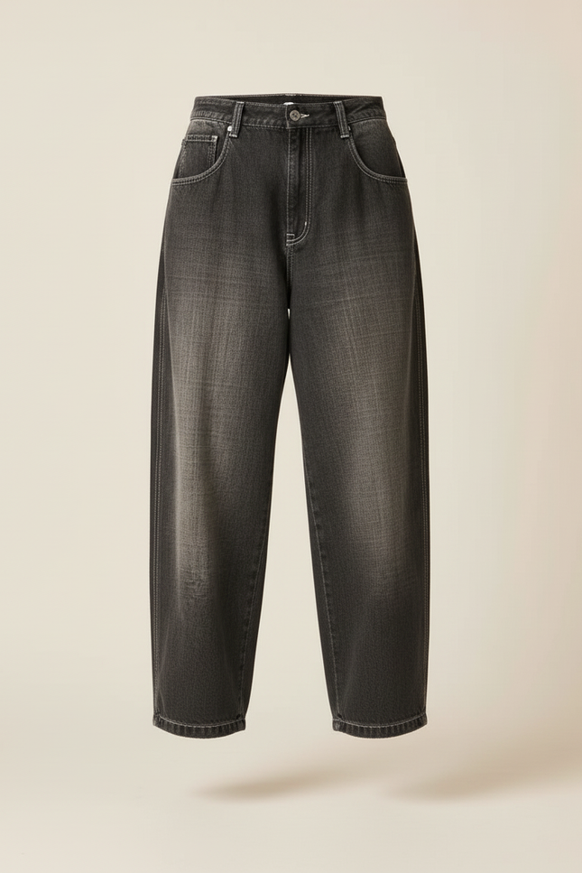 Pantalon Baggy Gris Ample Décontracté Femme - Jean - vue 3