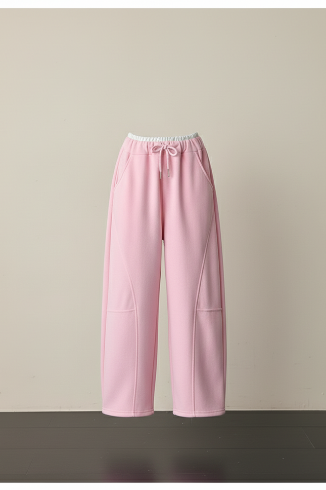 Pantalon Baggy Rose Ample Molletonné Cordon Fille - vue 3