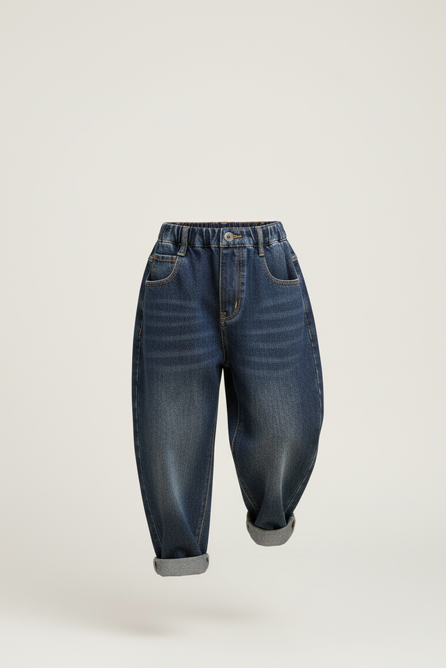 Pantalon Baggy Jean Bleu Ample Garçon Élastique - vue 3