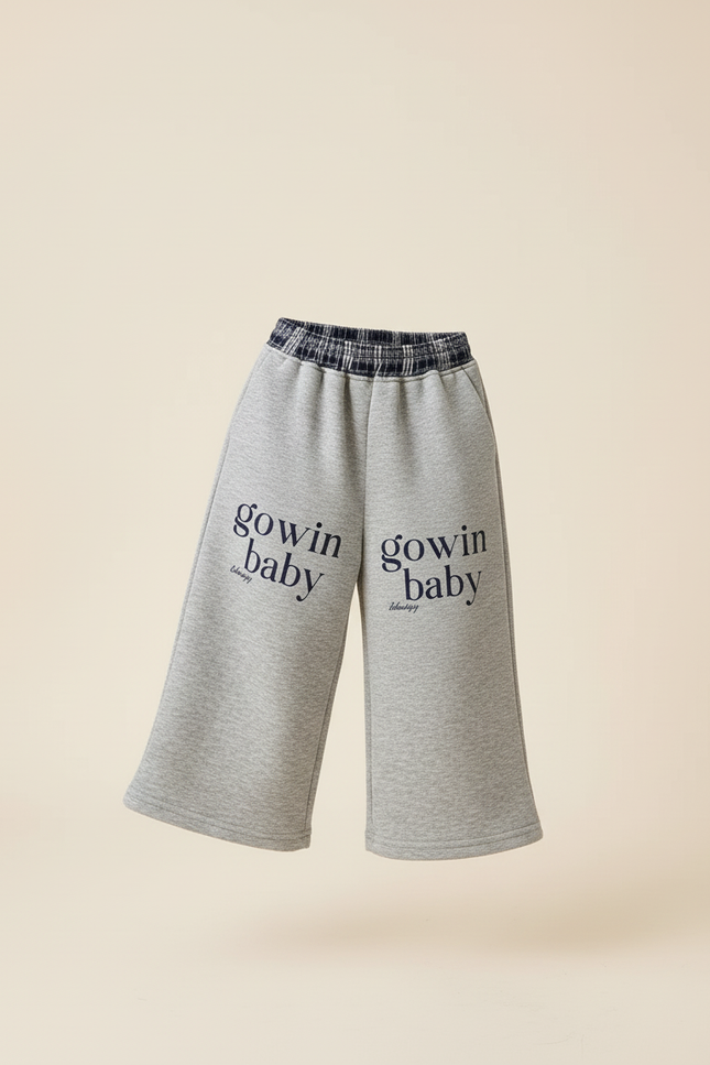 Pantalon Baggy Gris Coton Ample Lettre Imprimée - Molleton - vue 3